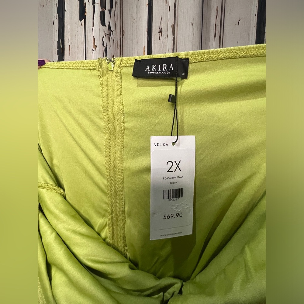 Festival Lime Green Ruched Dress - Picture 7 of 7